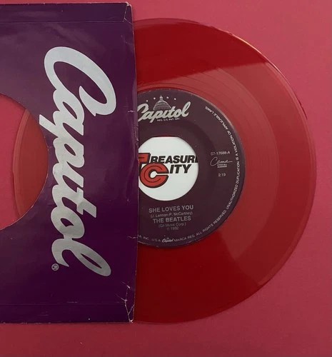 The Beatles RED VINYL SHE LOVES YOU b/w I'LL GET YOU 45 NM-Capitol Jukebox