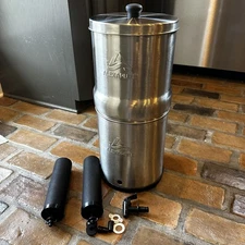 Alexapure Pro Stainless Water Filtration System with Wooden Stand like Berkey