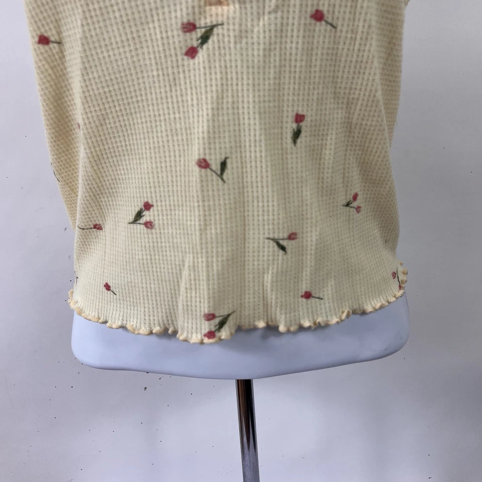 Camiseta sin mangas recortada Topshop para mujer talla 8-10 floral tejida gofre corta ligera Foto 3 de 4