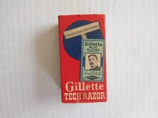 Vintage 1952 Gillette  TECH RAZOR in ORIGINAL BOX with Blade Pack ~ Never Used