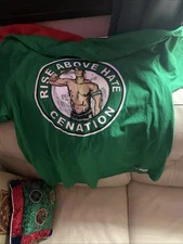 John Cena Cenation WWE Rise Above Hate Never Give Up green men's shirt Size XL