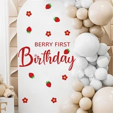 Berry First Birthday Wall Decal, Sweet One Birthday Party Decoration Large Be...