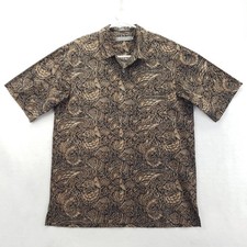 Daniel Cremieux Shirt Mens Small Black Paisley Short Sleeve Button Front Casual