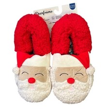 Dearfoams Red and White Santa Slippers Unisex SZ W 13-14; M 11-12 NEW