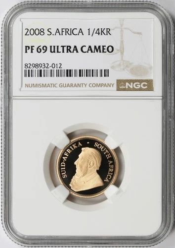 2008 South Africa Proof Gold 1/4 Krugerrand NGC PF69 Ultra Cameo