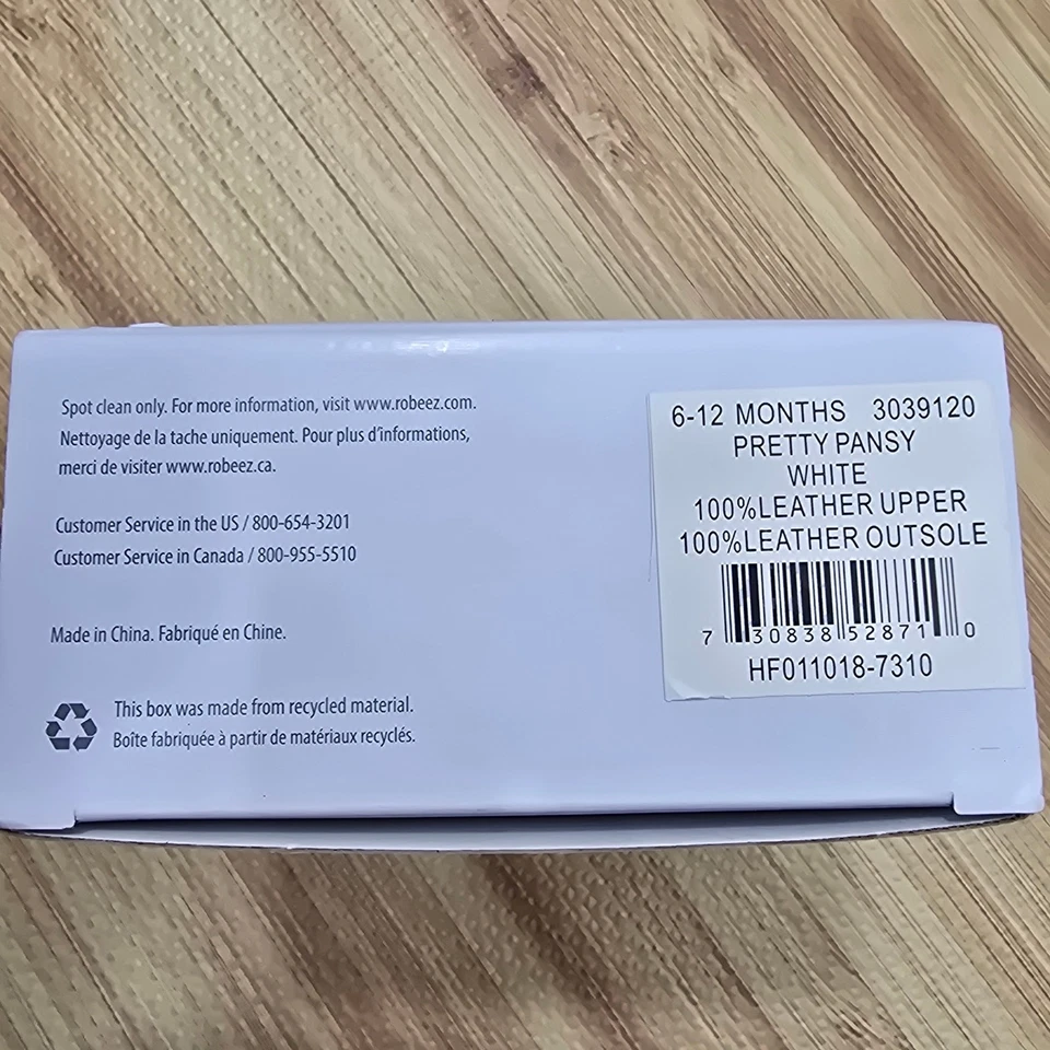 Robeez довольно анютины глазки белый мягкий подошвы Baby Girl кожаные туфли Sz 6-12 месяцев новый в коробке - Изображение 4 из 4