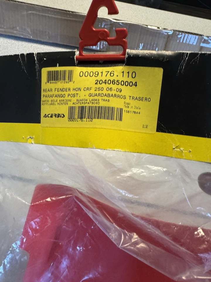 Kit de guardabarros/cubiertas de radiador Acerbis de plástico rojo Honda CRF250R CRF250X 2004-2009 Foto 4 de 4