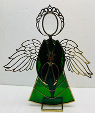 stained glass angel holding star green beautiful collectible