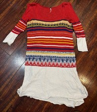 Free People Slub Fair Isle Sweater Boho Dress Sz XS