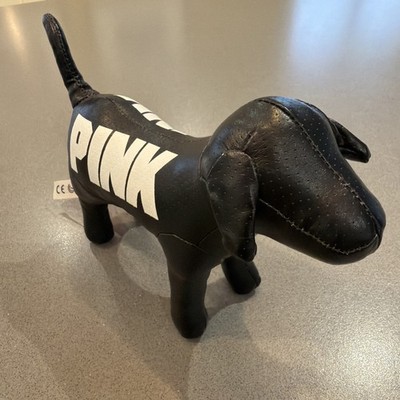 Victoria's Secret Pink Schwarz Leder Sammler Hund Welpe Plüschtier Spielzeug Selten