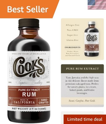 Pure Rum Extract Baking Flavor 16 oz for Cakes Ice Cream Candies