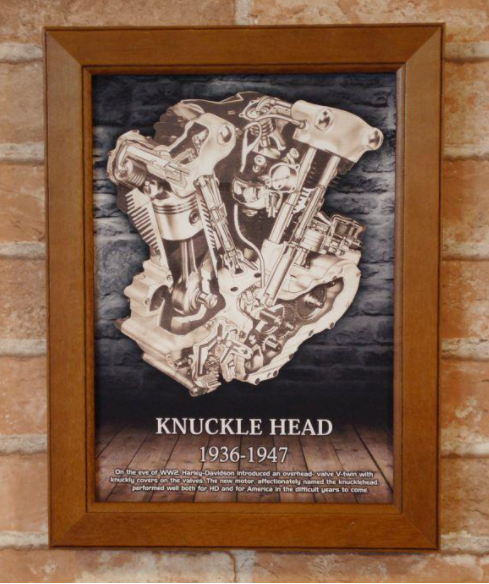 HARLEY-DAVIDSON Knuckle Head Engine Poster & B5 Wooden Frame HARLEY-DAVIDSON Knuckle Head Engine Poster & B5 Wooden Frame