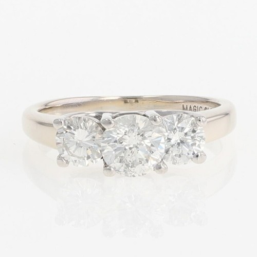 1.07ctw Round Cut Diamond Three-Stone Engagement Ring 14k White Gold Size 4