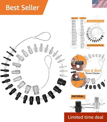 Engraved Nut and Bolt Thread Size Checker - Comprehensive Inch/Metric Set