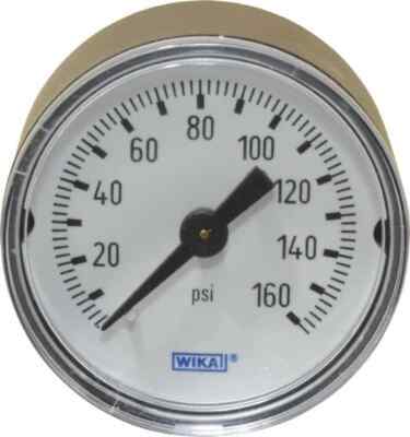 Wika 1-1/2'' Dial, 1/8 Thread, 0-160 Scale Range, Pressure Gauge Center Back C...