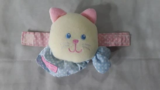 Baby B gosh Soft Cloth Yellow Cat Kitten Baby Wrist Rattle
