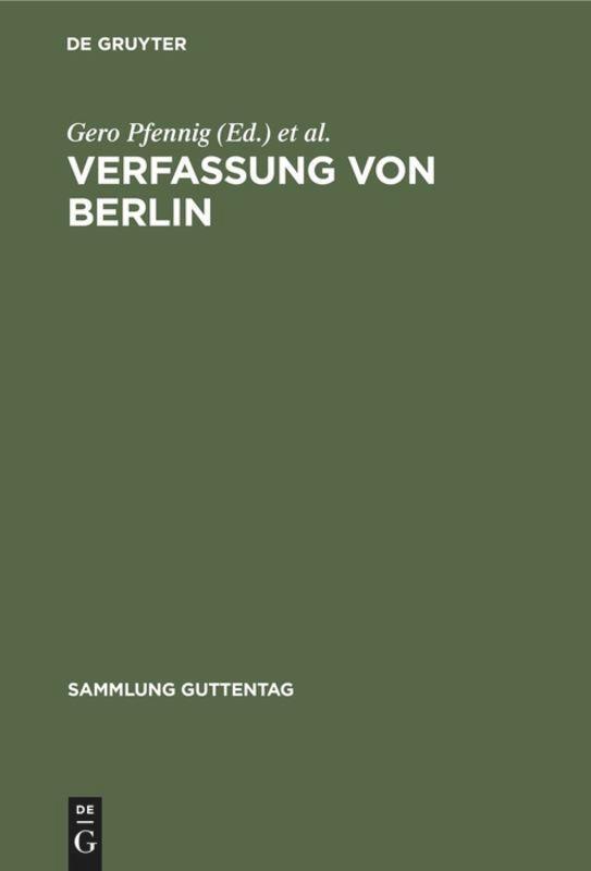 Thumbnail - Gero Pfennig (u. A.) | Verfassung Von Berlin | Buch | Deutsch (1987) |