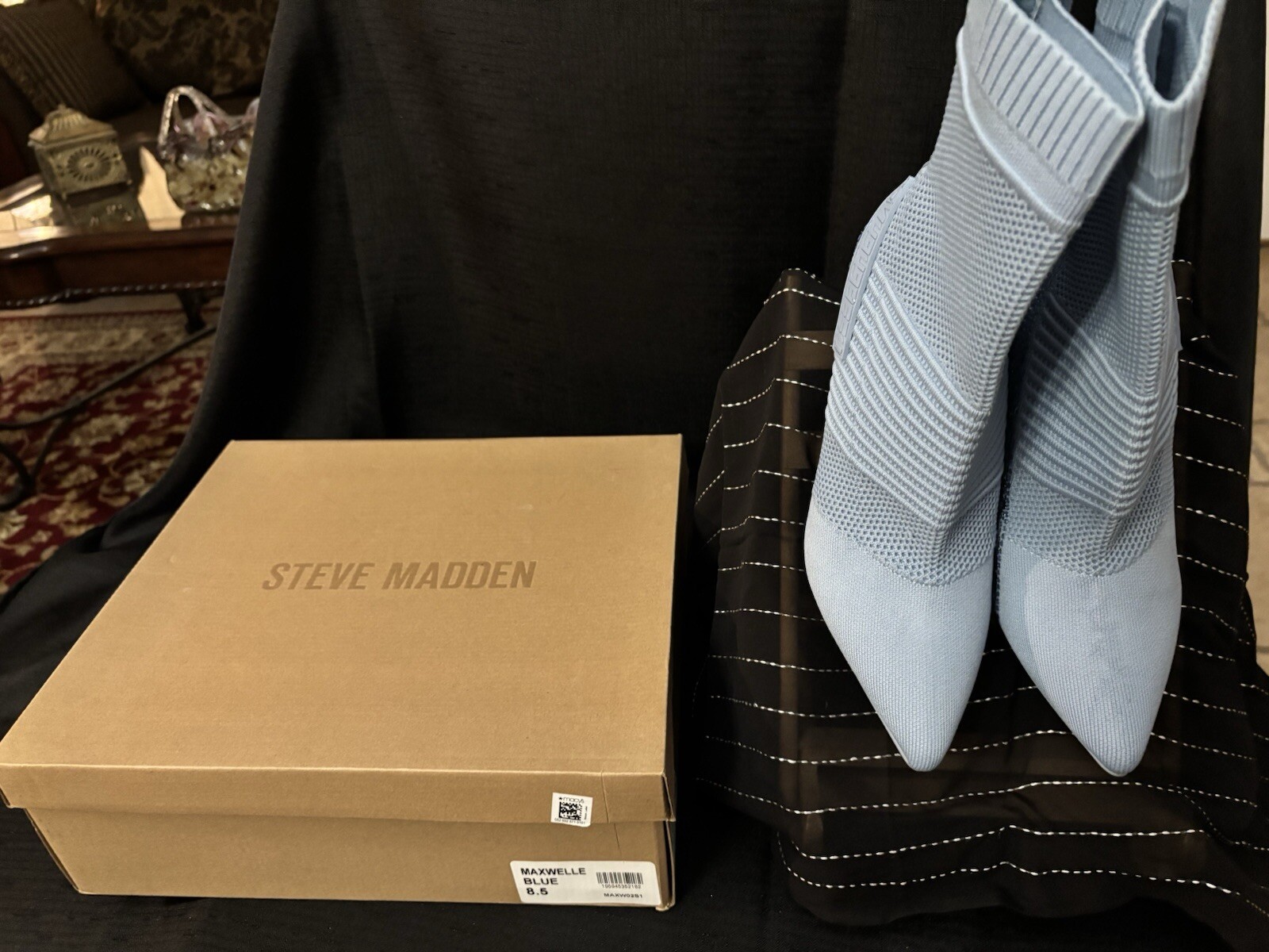 Steve Madden Maxwelle Blue Stretch Stiletto Boots