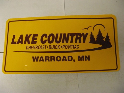 Minnesota MN Warroad Lake Country Chevrolet Dealer Booster License Plate Front