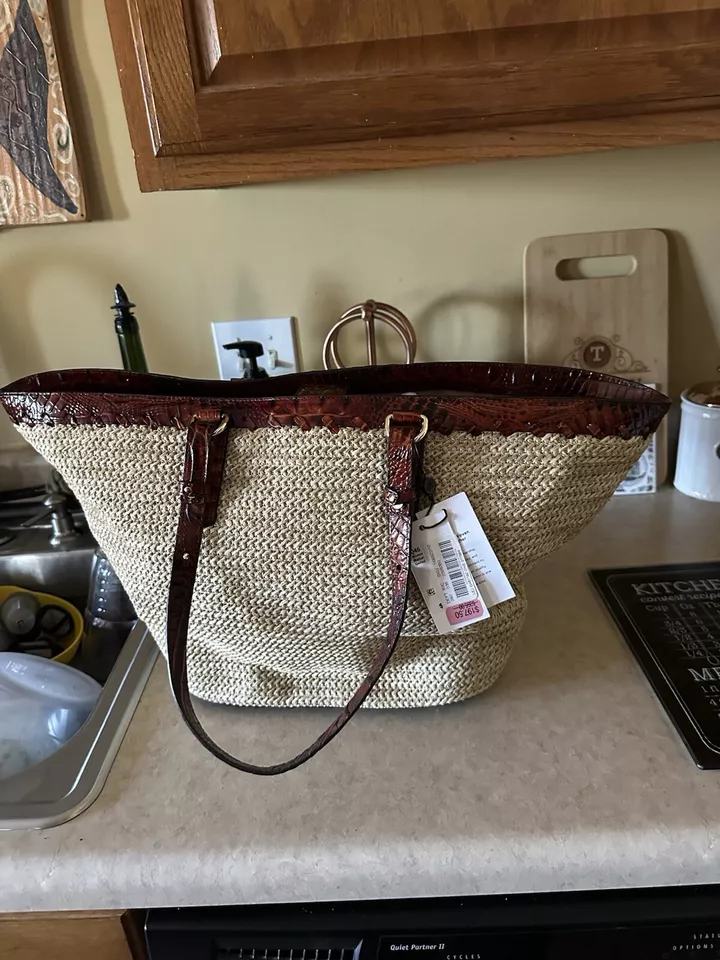Bolso Grande Brahmin Romina Natural Le Jardín Paja Nuevo con Etiquetas Foto 4 de 4