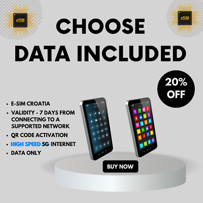 E-SIM Croatia 1GB/3GB/5GB/10GB/20GB