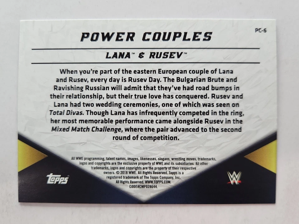 2018 Topps WWE Women's Division Power Couples #PC-6 LANA & RUSEV - Image 2 of 2