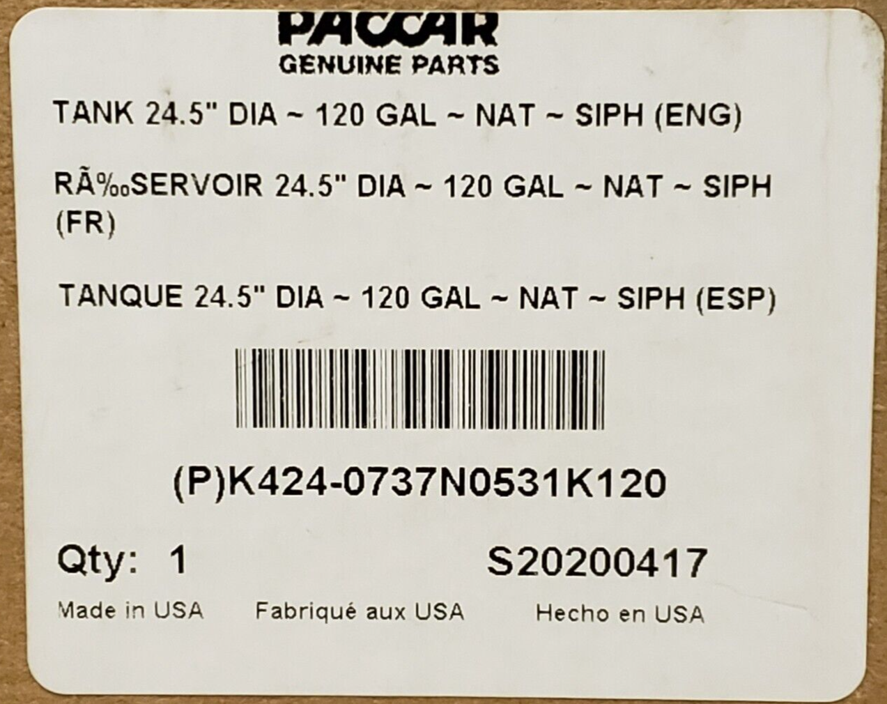 *NEW GENUINE PACCAR KENWORTH POLISHED ALUMINUM FUEL TANK 24.5" 120 GAL CAPACITY eBay