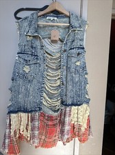A Rare Bird Hippie Boho Western Denim Vest