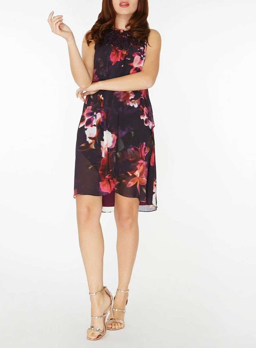 Dorothy Perkins Showcase Orchid Trapeze Dress Multi UK 10 DH9 VV