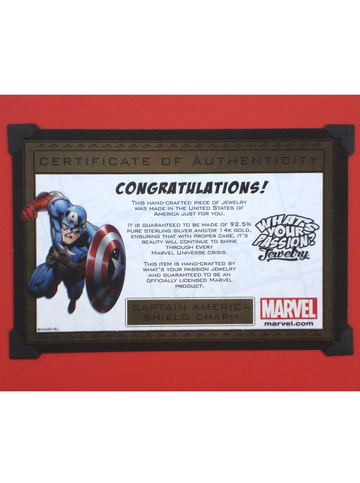 Collar Colgante Escudo Capitán América Plata de Ley Oro 14k Marvel con Certificado de Autenticidad Foto 3 de 4
