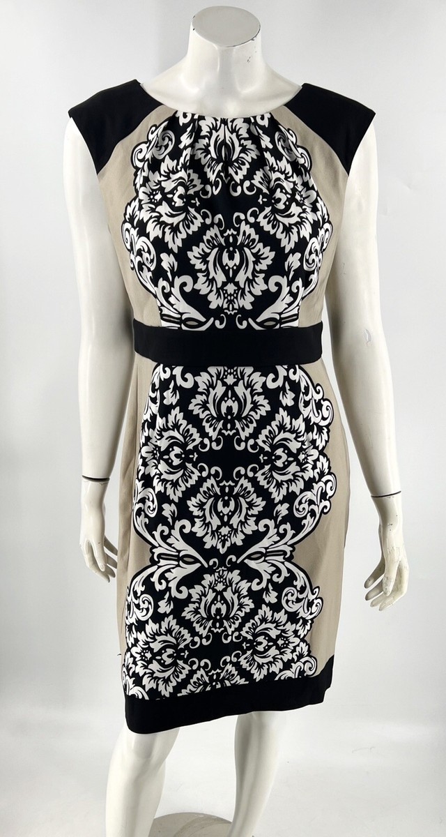 london times short sleeve sheath dress London Times T6384M - Knee-Length Scuba Crepe Sheath Dress