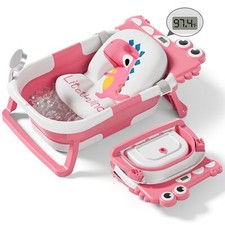 Alligator Collapsible Baby Bathtub for Newborn with Thermometer 1 Soft Floa...