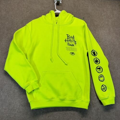 Bad Habits Tour Drip Hoodie Mens Small Pullover Neon Weeknd XO NAV Tiny Stains