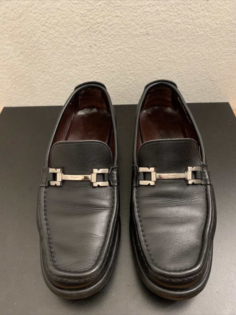 SALVATORE FERRAGAMO Men's Size 10 D Black Leather Horsebit Loafers