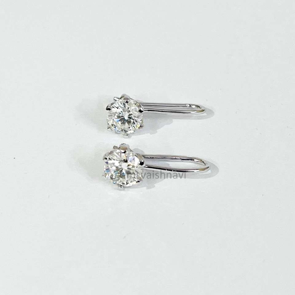 Серьги с обработанными белыми бриллиантами 2 карата отличный блеск и блеск цвет сертифицирован F! - Изображение 4 из 4