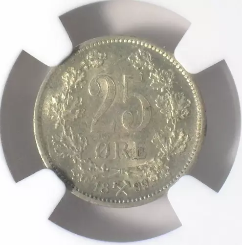 NORWAY 1899 SILVER 25 ØRE NGC MS 62 (KM#360)