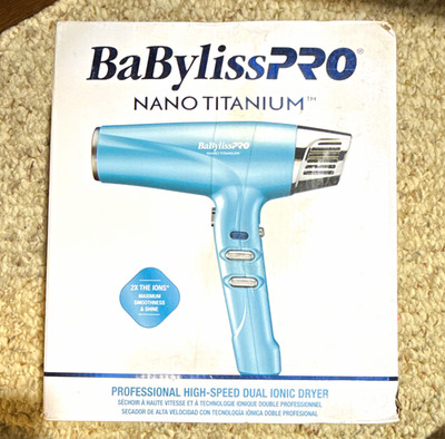 BaBylissPRO Nano Titanium Professional Ionic Hair Dryer, High-Speed, Blue
