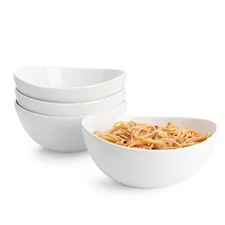 Sweese 42oz Porcelain Serving Bowls Set of 4 8-Inch Salad Soup Pasta Microwav...