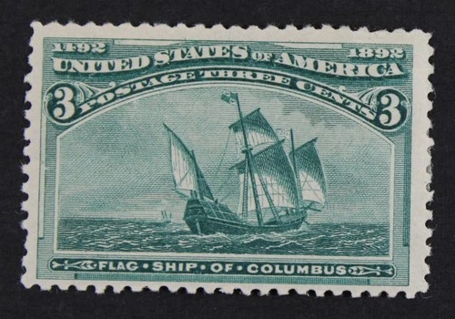 CKStamps: US Stamps Collection Scott#232 3c Columbian Mint H OG Lightly Crease