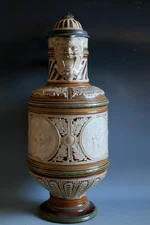 EXTRA LARGE ANTIQUE METTLACH 2364 GERMAN BEER JUG / STEIN - CIRCA 1897 43.5 CM!!