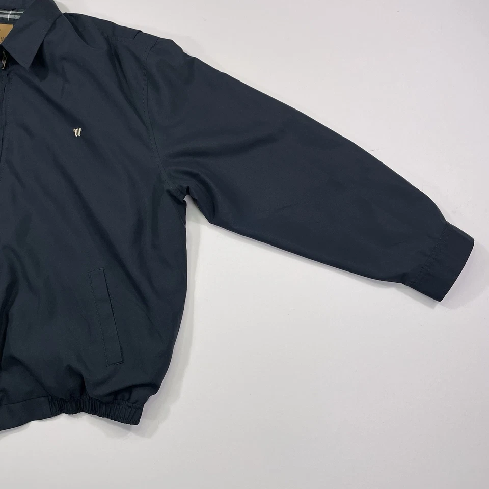 Chaqueta King Ranch Harrington Para Hombre XL Bomber Cremallera Completa Azul Forro a Cuadros Western Foto 4 de 4