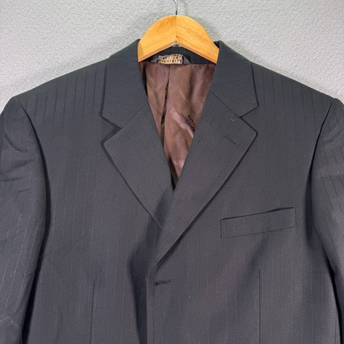 Caravelli Blazer Mens 38R Black Pinstriped Sports Coat Jacket 3 Buttons Italy - Picture 3 of 19