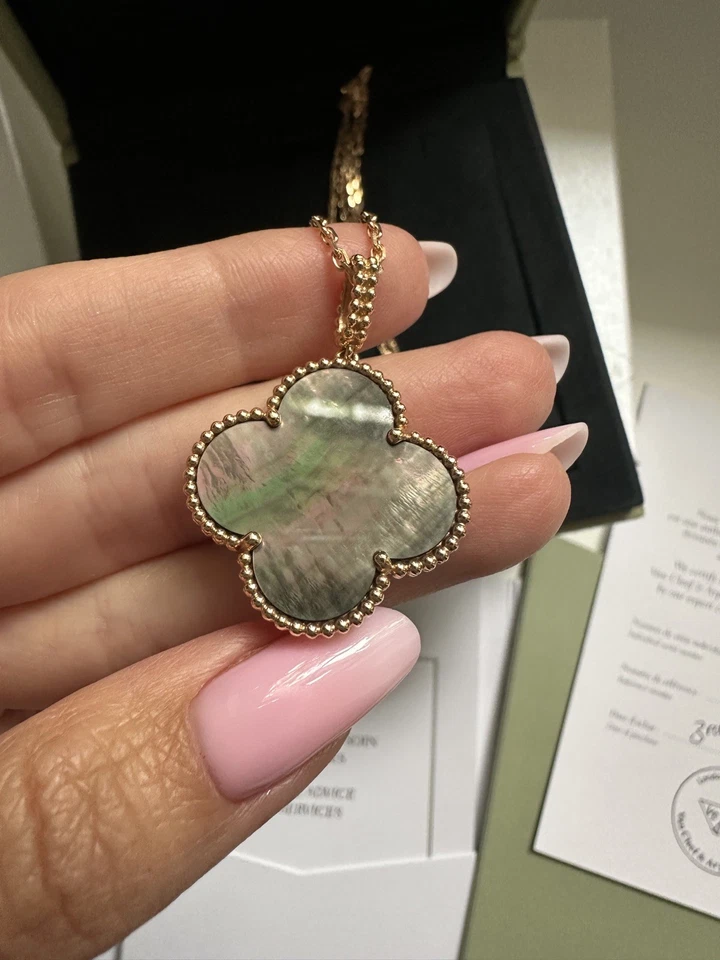 Auténtico collar largo Magic Alhambra, 1 motivo, oro rosa de 18 quilates, nácar Foto 3 de 4