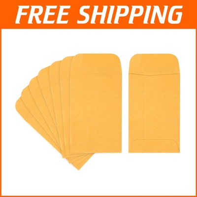 1000 Eco-Friendly Kraft Coin Envelopes 2.25x3.5 with Gummed Flap for Storage