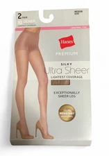 Hanes Control Top Pantyhose Ultra Sheer RUN RESISTANT Sz M Nude 1 Pr NEW Open Pk
