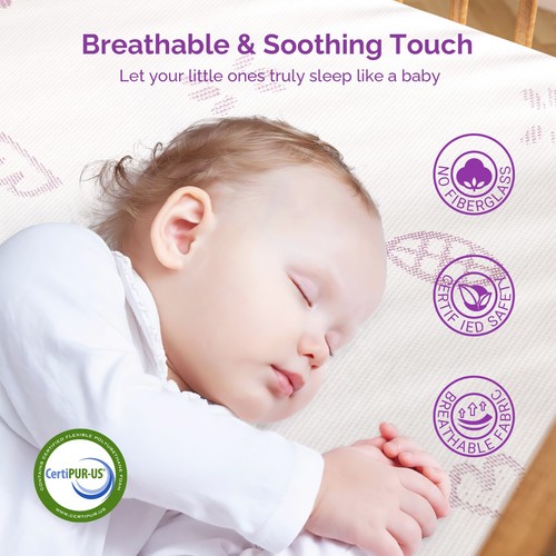 Atmungsaktive kühle Gel Memory Foam Krippe Matratze für Kleinkind & Baby 52 × 27,5 × 6 Zoll - Bild 4 von 8