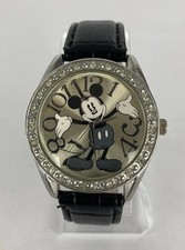 Disney/Accutime Mickey Mouse 40mm Silver Tone Quartz Watch w/Band  New Battery