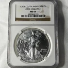 2011 1 oz Silver American Eagle MS-69 NGC 25th Anniversary (ER)