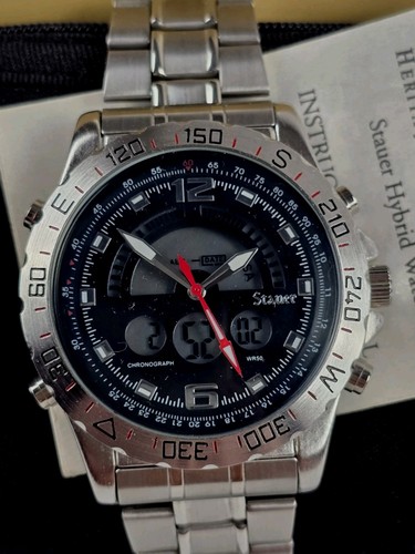 WOW! Stauer Compendium Hybrid Watch SS Case 3 ATM Wateresistant ...