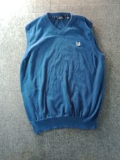 Vintage Chaps Ralph Lauren Sweater Vest Men's Medium Blue V-Neck Dress Preppy